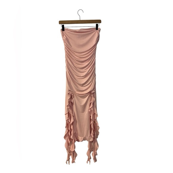 Dresses & Skirts - Pastle Pink Maxi Ruffle Cocktail Dress